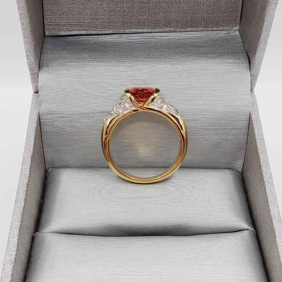 Genuine Mandarin Spessartite Orange Garnet Yellow Gold Tone / 925 Silver Ring - Picture 2 of 5